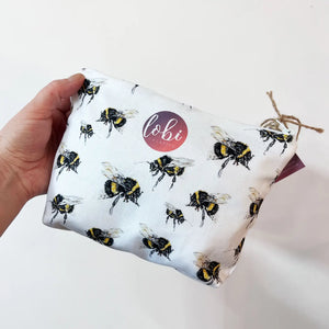 Smaller Bee print back design on make-up bag