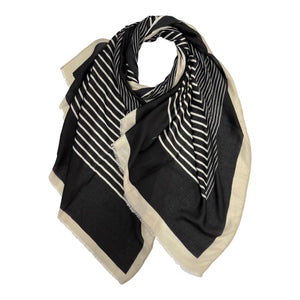 Cream and black maze monogram scarf back design