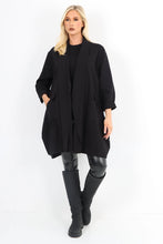 Black Long Sleeve Waterfall Blazer Coat