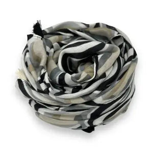 Black Swirl Waves Scarf Rolled Up