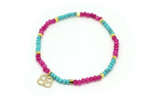 Cerise, Pink & Turquoise Beaded Bracelet by Boho Betty