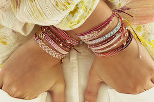 Boho Betty Try Pink Friendship Bracelet on Wrist