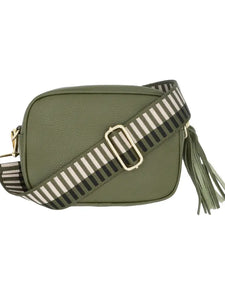 Cadenza Italy Khaki leather crossbody bag with tassel