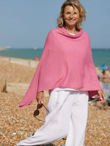 Cadenza Italy Rose Pink Cashmere Blend Poncho