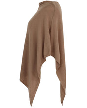 One Size Camel Cashmere Blend Poncho