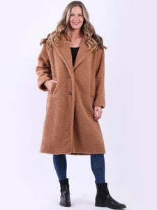 Camel Teddy Bear Woollen Long Coat