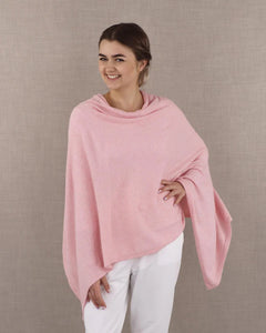 Candy Pink Cashmere Blend Poncho on model