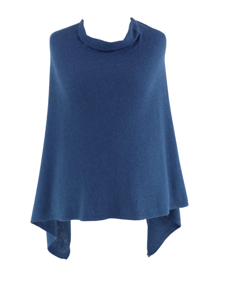 French Navy Cashmere Blend Poncho