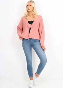 Coral Fur Hook Cropped Cardigan