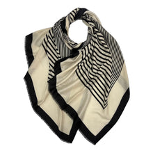 Cream and black maze monogram scarf