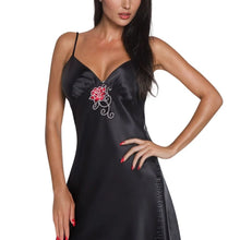 Irall Dakota Black Nightdress with Rose Design on Front