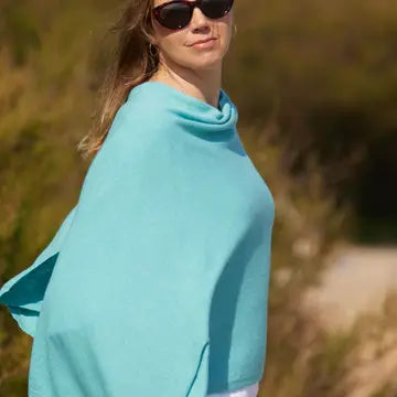 Duck Egg Cashmere Blend Poncho One Size