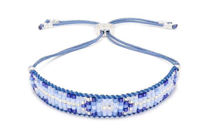 Fantasy Blue Beaded Silver Friendship Bracelet