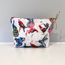 Different birds on reverse of Flamingo Make-Up Bag