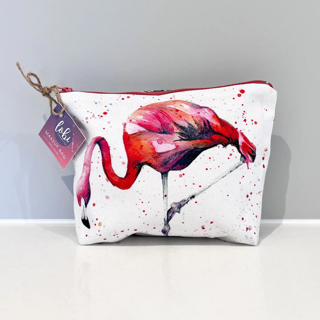 Flamingo Watercolour Print Make-up Bag