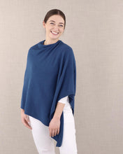 Cashmere Blend Poncho in French Navy on model