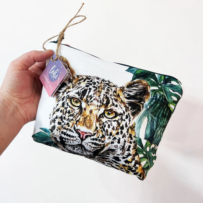 Lobi Creative Make-Up Bag Featuring the face of a Leopard