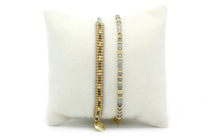 Boho Betty Maple Grey two beaded bracelets in gift box.