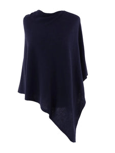 Midnight Blue Cashmere Blend Poncho from Cadenza Italy