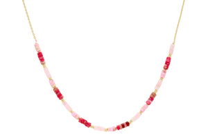 Boho Betty Mylas Pink and Gold Beaded Necklace