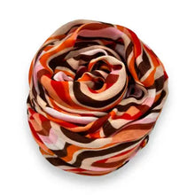 Orange Retro Swirl Waves Scarf Rolled Up