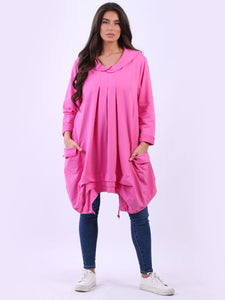 Fuchsia Plus Size Gathered Hem Tunic