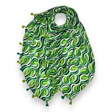 Retro Green Swirl Waves Scarf