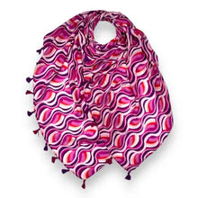 Retro Pink Swirl Waves Scarf