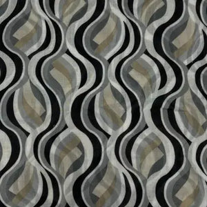 Retro Black Swirl Waves Scarf Close Up