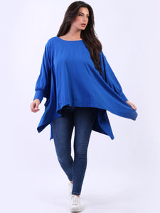 Royal Blue Dipped Hem Lagenlook Tunic Plus Size