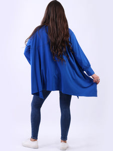 Plus Size Royal Blue Dipped Hem Tunic Top Back View