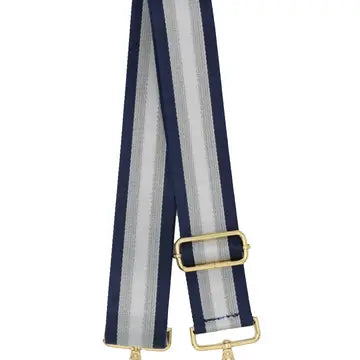 Silver and Navy Stripe Fabric Bag Strap