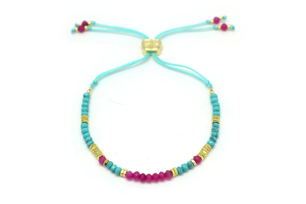 Spirea Pink Turquoise Friendship Bracelet