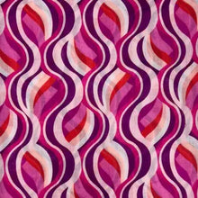 Swirl Waves Pink Retro Scarf Close Up View