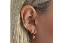 Takia Gold Turquoise Earrings from Boho Betty on Model