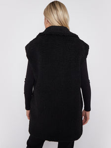 Back view of black teddy bear gillet