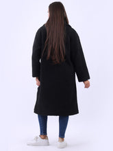 Long Teddy Bear Black Woollen Coat