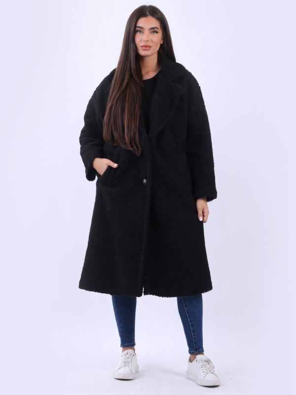 Teddy Bear Woollen Black Coat