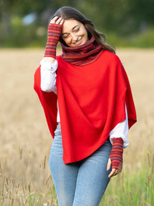 Venetian Red Cashmere Blend Poncho