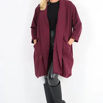 Wine Waterfall Blazer Coat