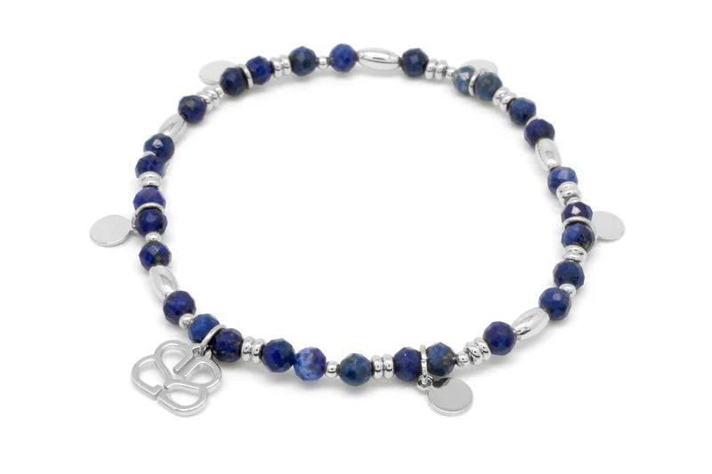 Wisdom Blue 5 Charm Silver Bracelet