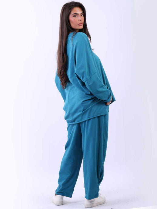 Teal Baggy Raw Edges Solid Cotton Top - With love Jane