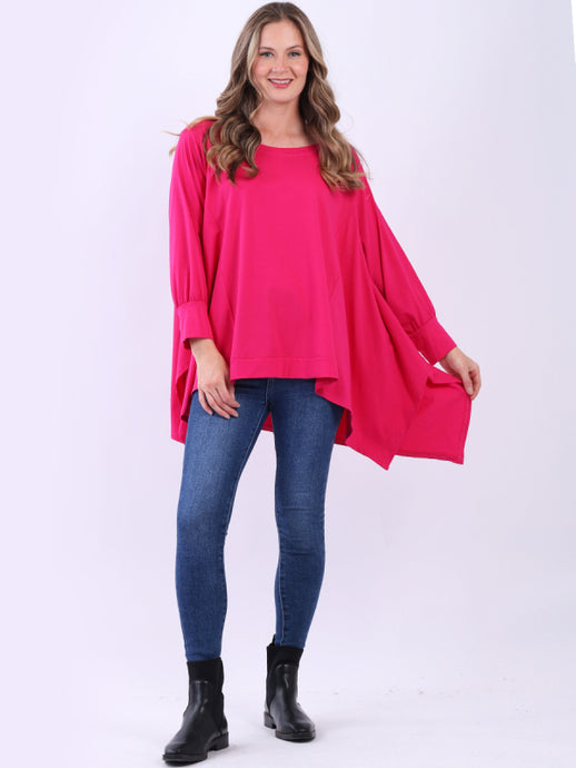 Fuchsia Batwing Lagenlook Top in Plus Size Front Design