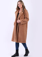 Camel Lagenlook Teddy Bear Woollen Long Coat in Plus Size