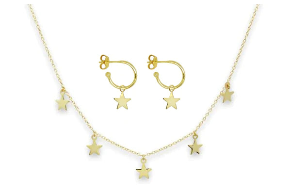 Asti star gold necklace & earrings set