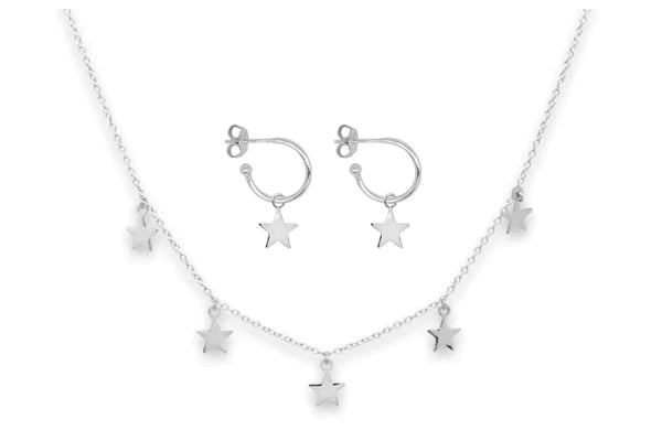 Asti Silver Star Necklace & Earrings