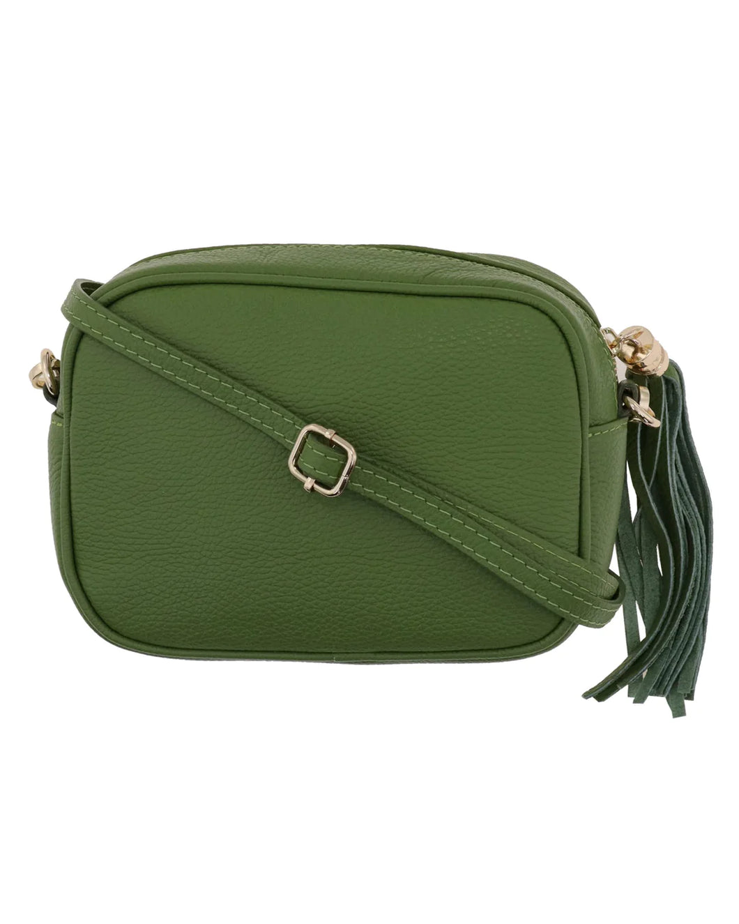 Avocado green leather crossbody bag