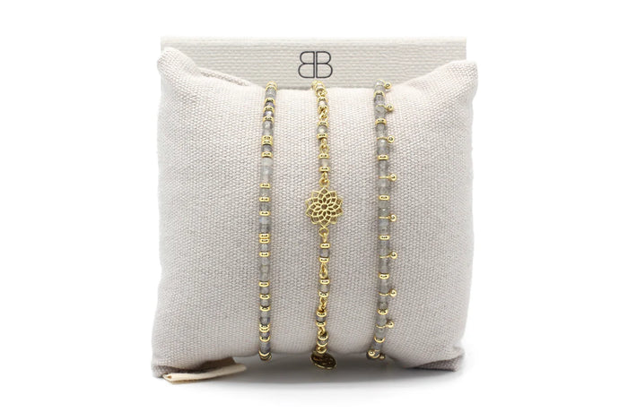 Crown Boho Betty Gold Chakra Beaded Bracelet Stack in gift box