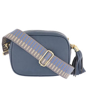 Denim Leather Crossbody Bag with ladder Fabric Strap