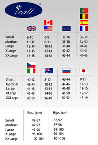 Size Guide for Irall Lingerie